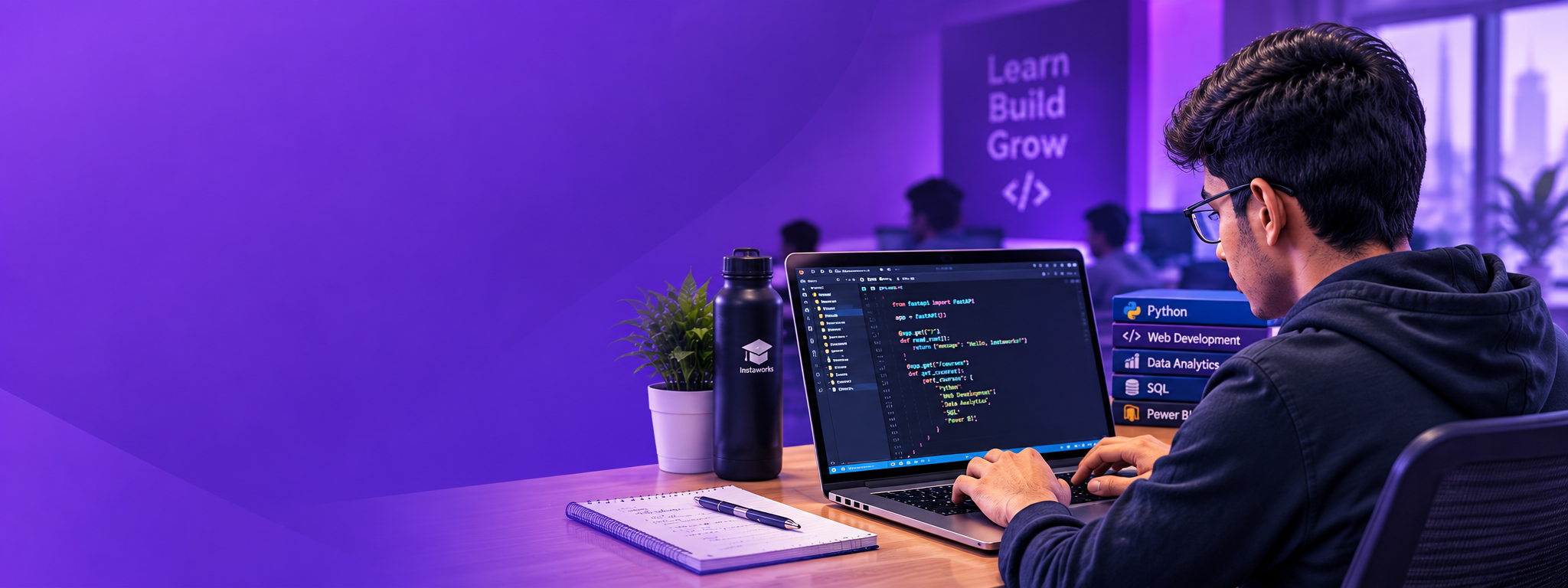 Student learning to code at Instaworks